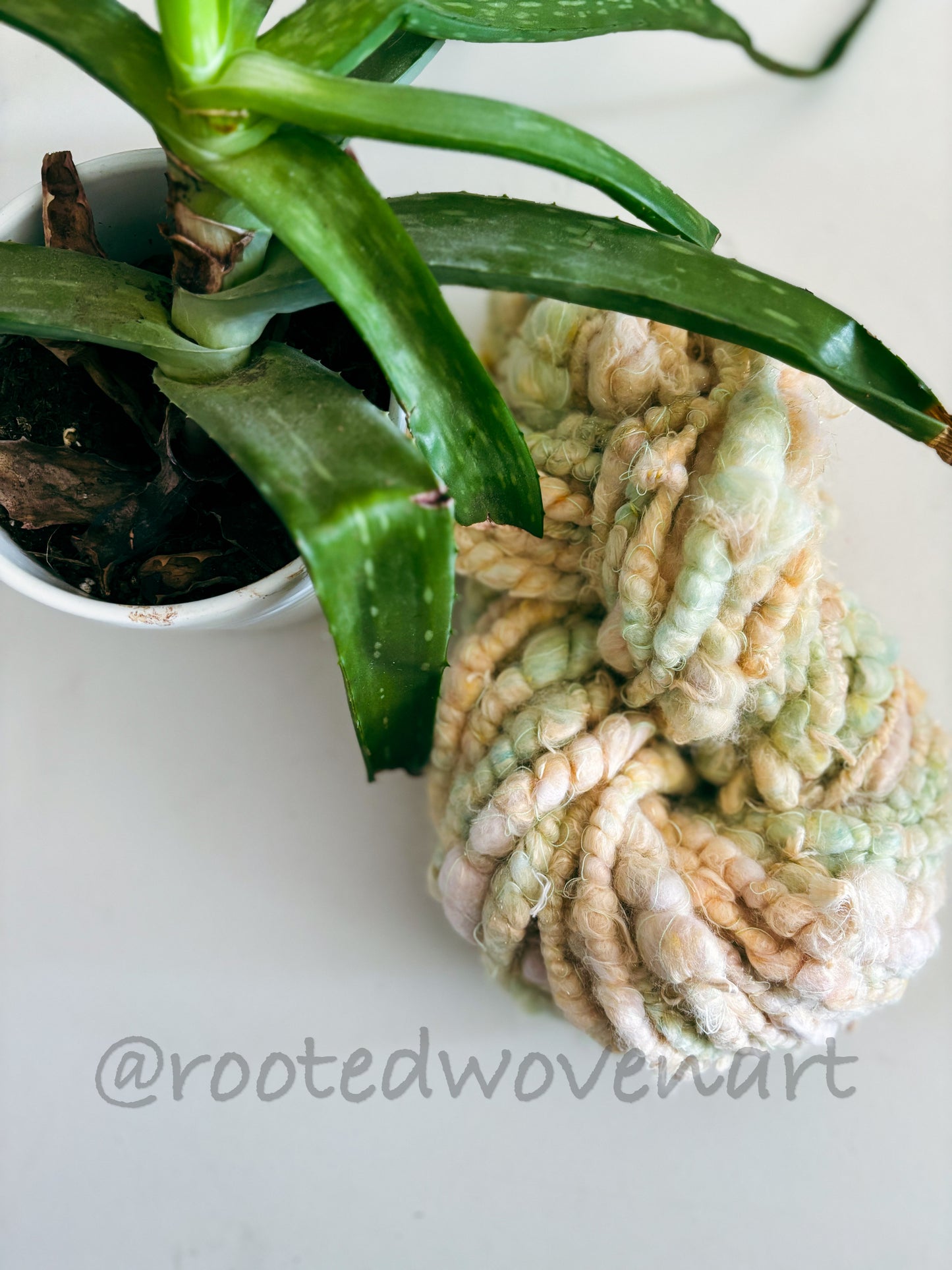 3 yards / Hand spun Art yarn / vegan