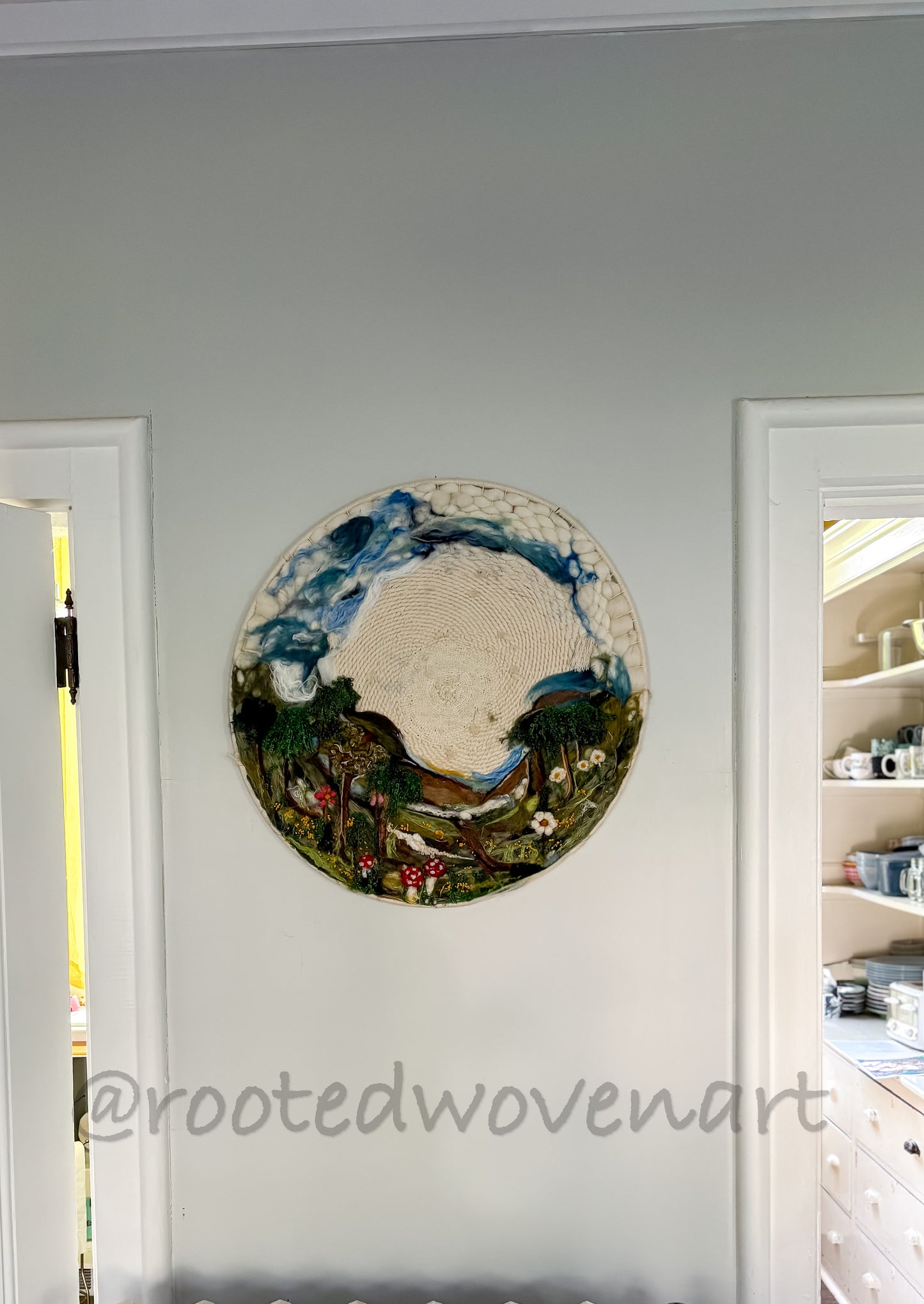 Wanderlust / Round Wall Art / Woven / Felted Wall Art