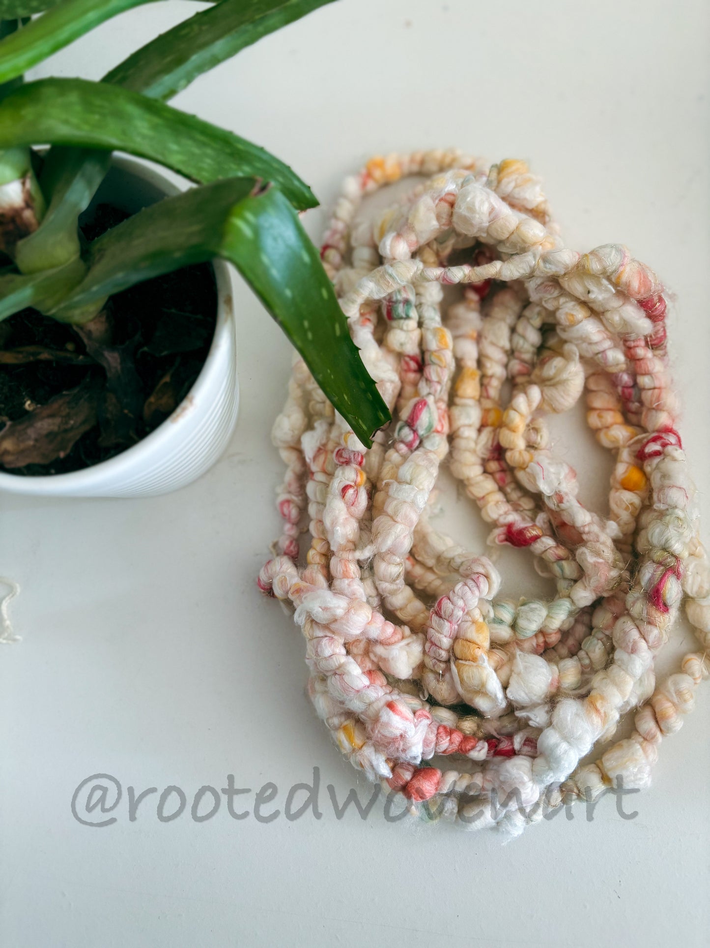 3 yards / Hand spun Art yarn / vegan