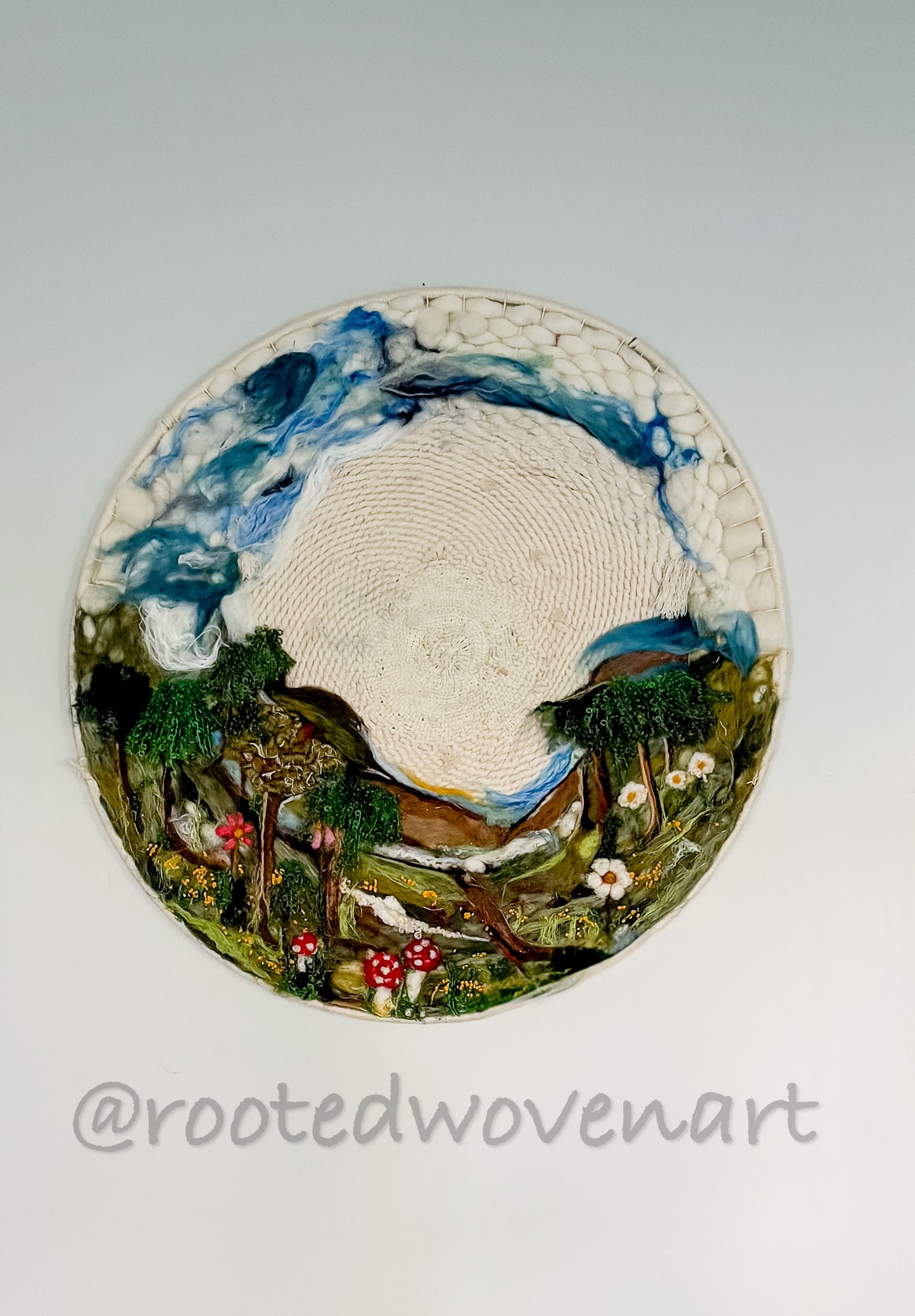 Wanderlust / Round Wall Art / Woven / Felted Wall Art
