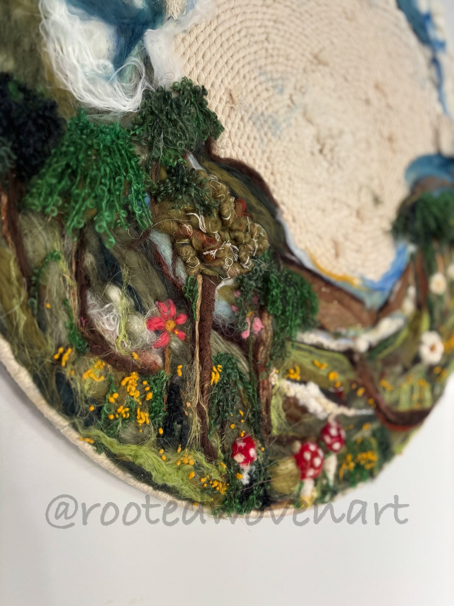Wanderlust / Round Wall Art / Woven / Felted Wall Art