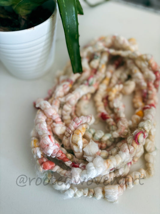 3 yards / Hand spun Art yarn / vegan