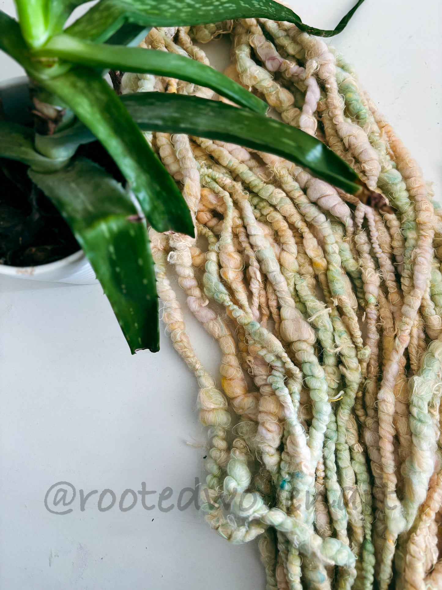 3 yards / Hand spun Art yarn / vegan